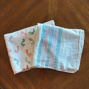 Iconic Hospital Nursery NICU Baby receiving blanket set footprints pink blue